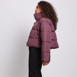 NA-KD Plum Recycled Short Padded Press Button Jacket